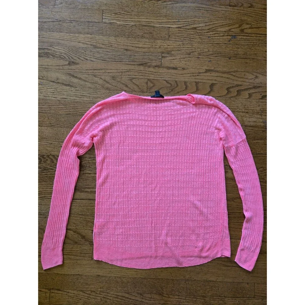 J. Crew Pink Sheer Cable Knit 100% Linen Sweater Women's Small